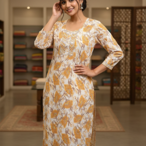Women Floral Printed Cotton Kurti – Elegant Ethnic Wear