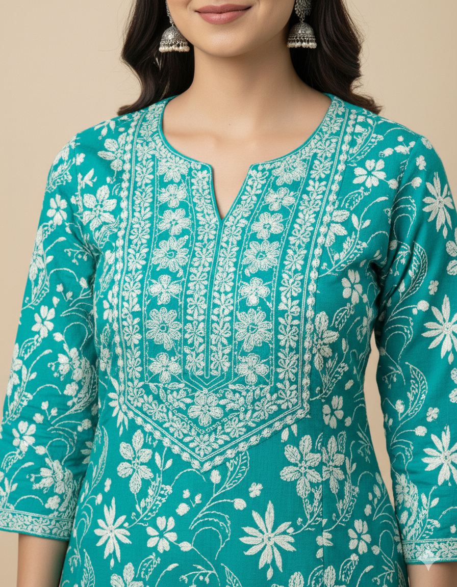 Women Floral Printed Cotton Kurti – Elegant Ethnic Wear